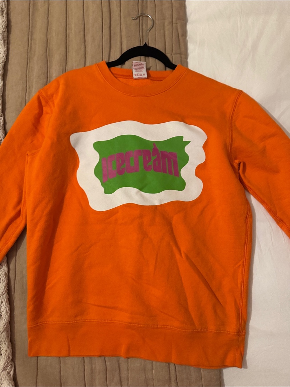 Billionaire Boys Club Orange Crewneck with Green & Pink Graphic